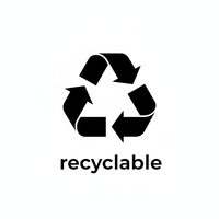 Kan je een klein logo maken wat staat voor "recyclable" in het zwart en wit?